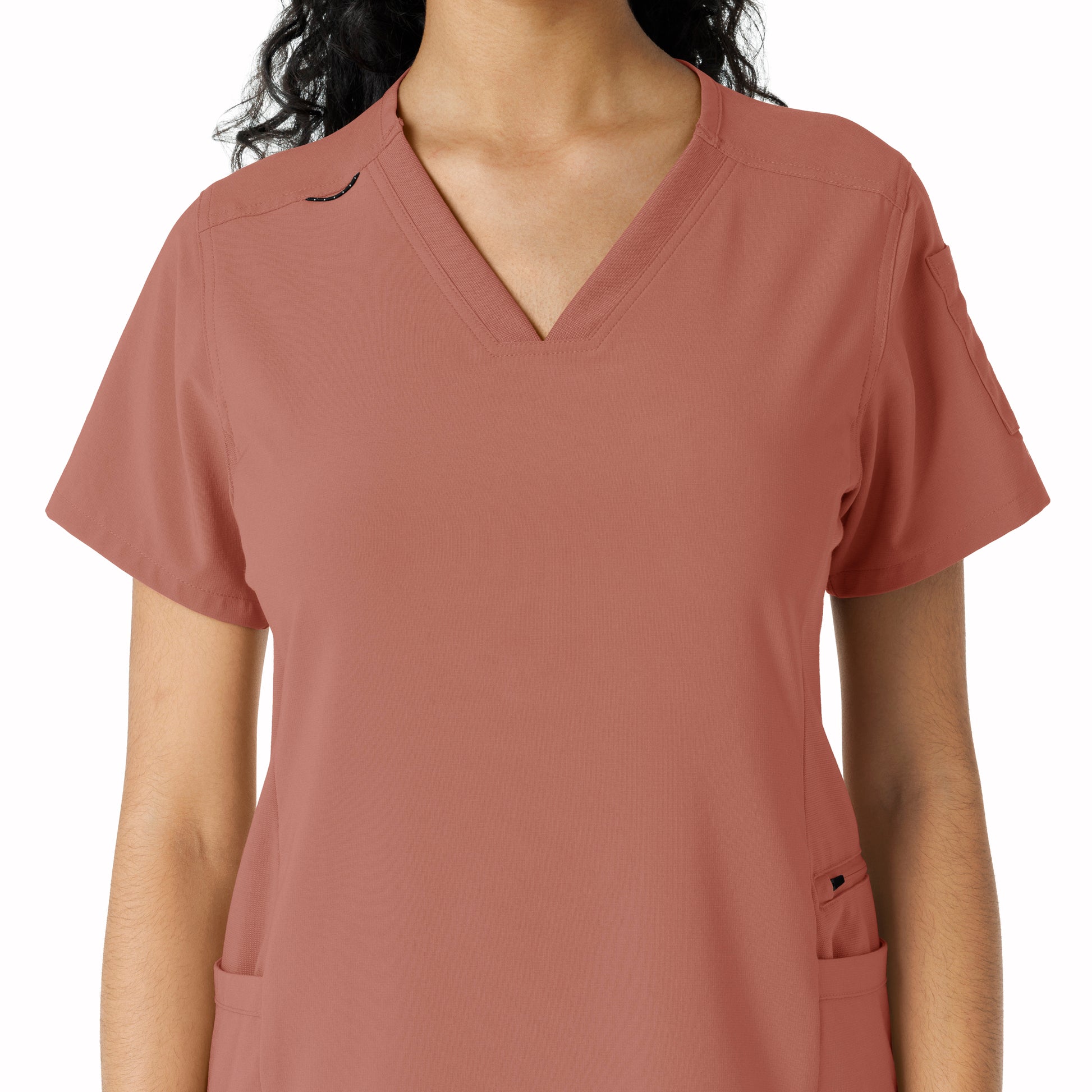 Force Cross-Flex C13310 Knit Panel Scrub Top Wildrose Model Image Left Side | Carhartt