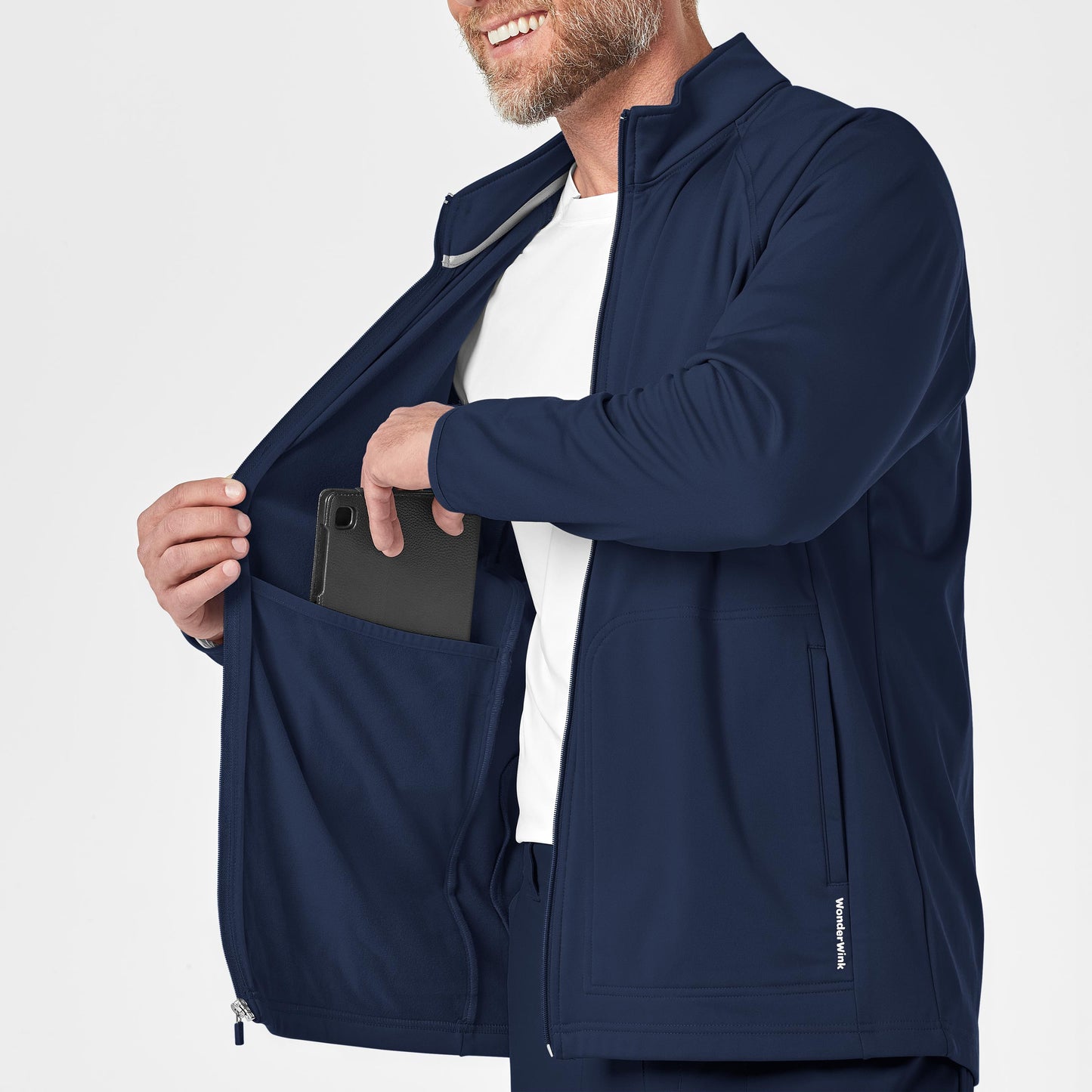 Layers 8309 Men's Fleece Full Zip Jacket Navy Model Image Alternate | Wink