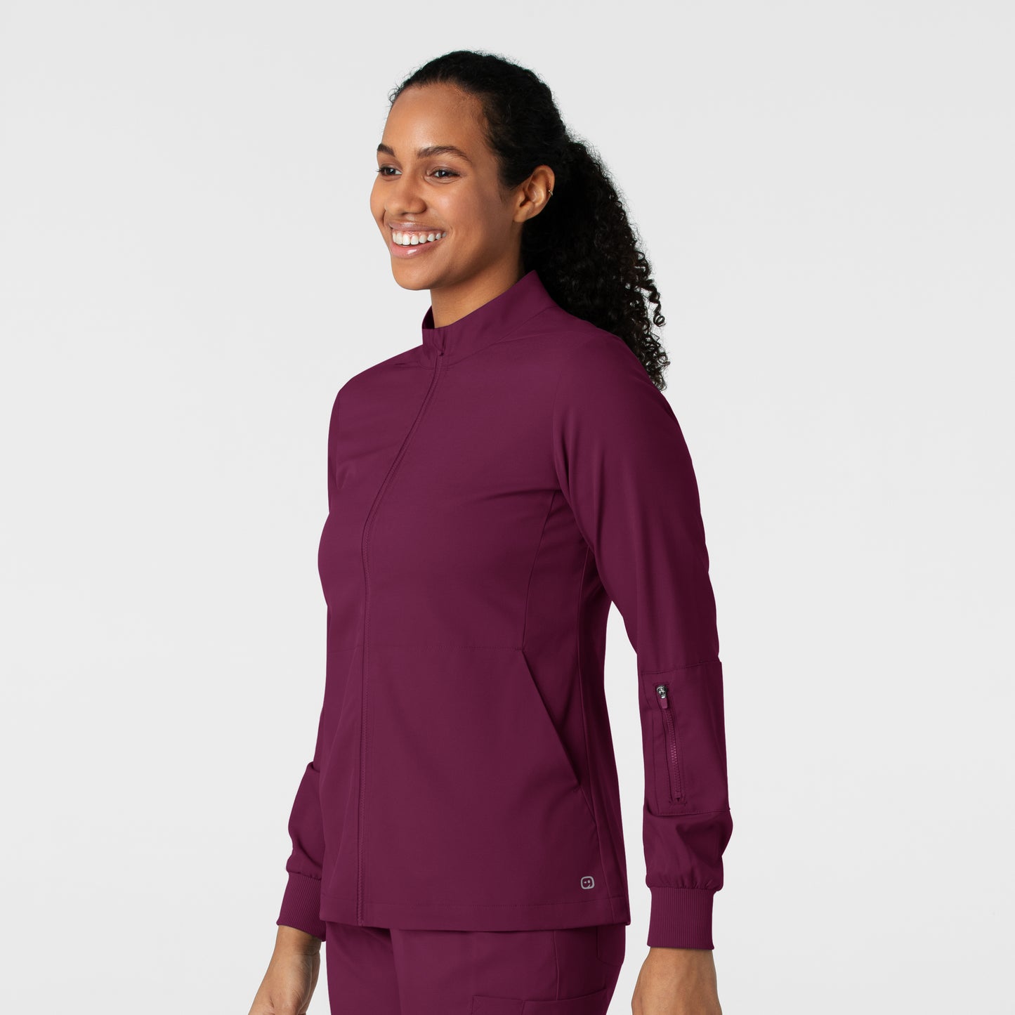 Boundless 8151 Warm Up Scrub Jacket Wine Model Image Right Side | Wink