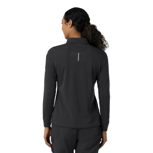 Rugged Flex C12129 Women's Heavyweight Long Sleeve Polo Scrub Top Pewter