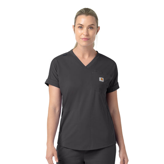 Force Cross-Flex C13190 Knit Women's V-Neck Scrub Top Pewter