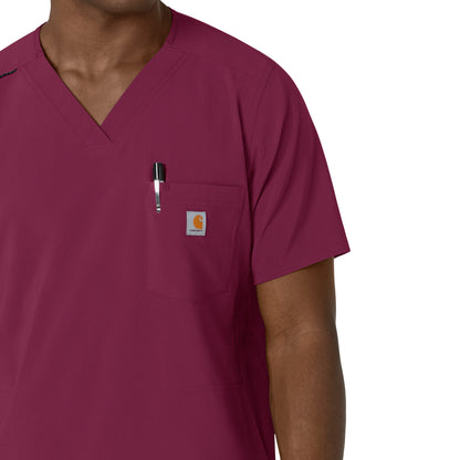 Force Cross-Flex C16410 Men's V-Neck Scrub Top Wine Model Image Alternate | Carhartt