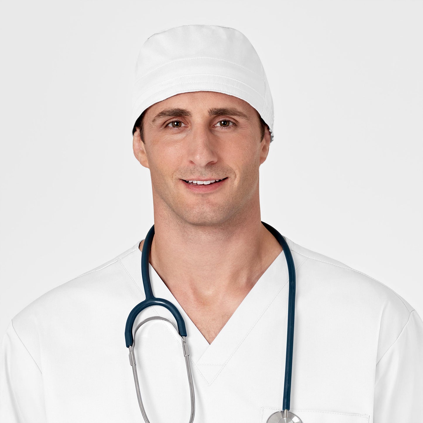 WonderWORK 400 Unisex Tie Back Scrub Cap White Model Image Front | Wink