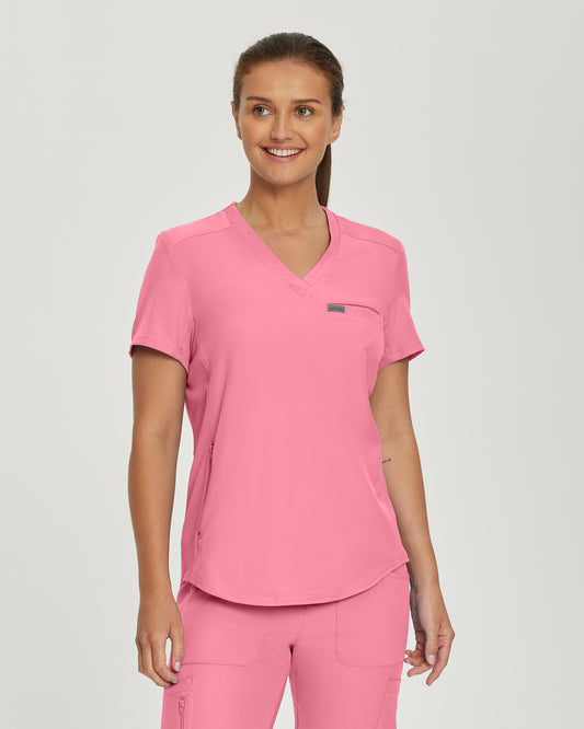 Forward LT101 Women's 2 Pocket V Neck Scrub Top Rose Quartz Image