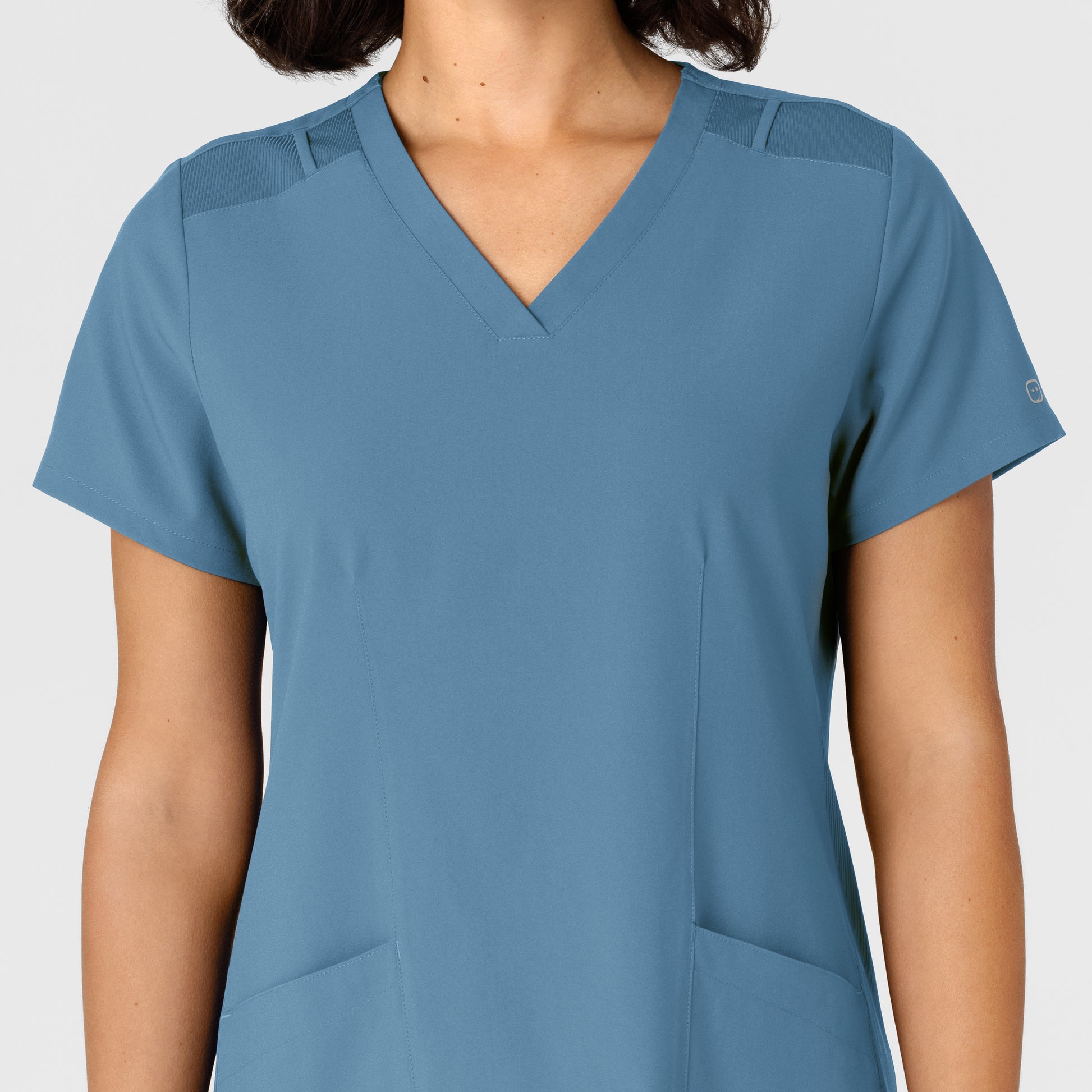 W123 6145 Women's Flex-n-Reach Side Panel V-Neck Scrub Top Pacific Blue