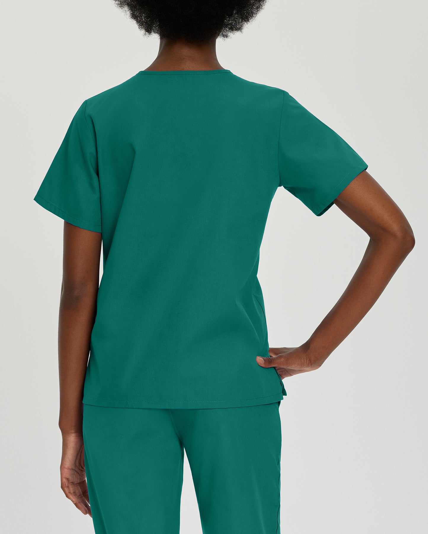 Essentials 8219 Women's 4 Pocket V Neck Scrub Top Hunter Green Image