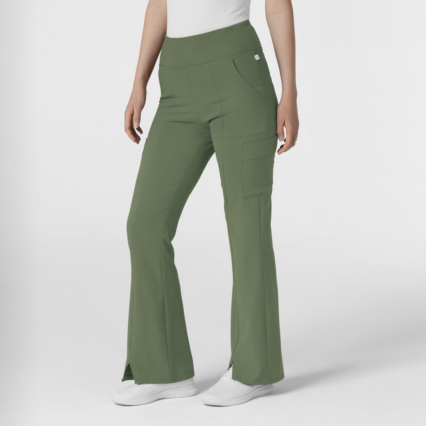 RENEW 5534 Cargo Flare Scrub Pants Olive Model Image Right Side | Wink