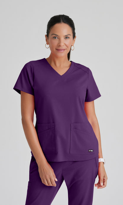 Grey's Anatomy Stretch GRST011 Emma Scrub Top Eggplant