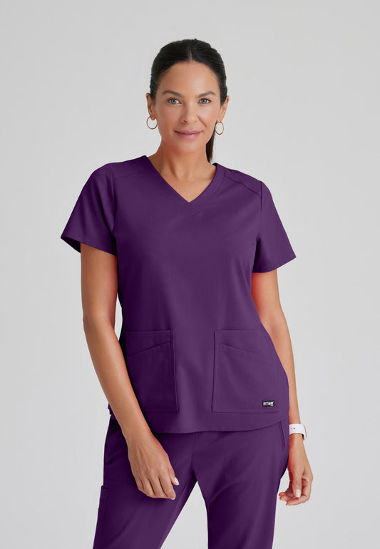 Greys Anatomy Stretch GRST011 Emma Scrub Top Eggplant