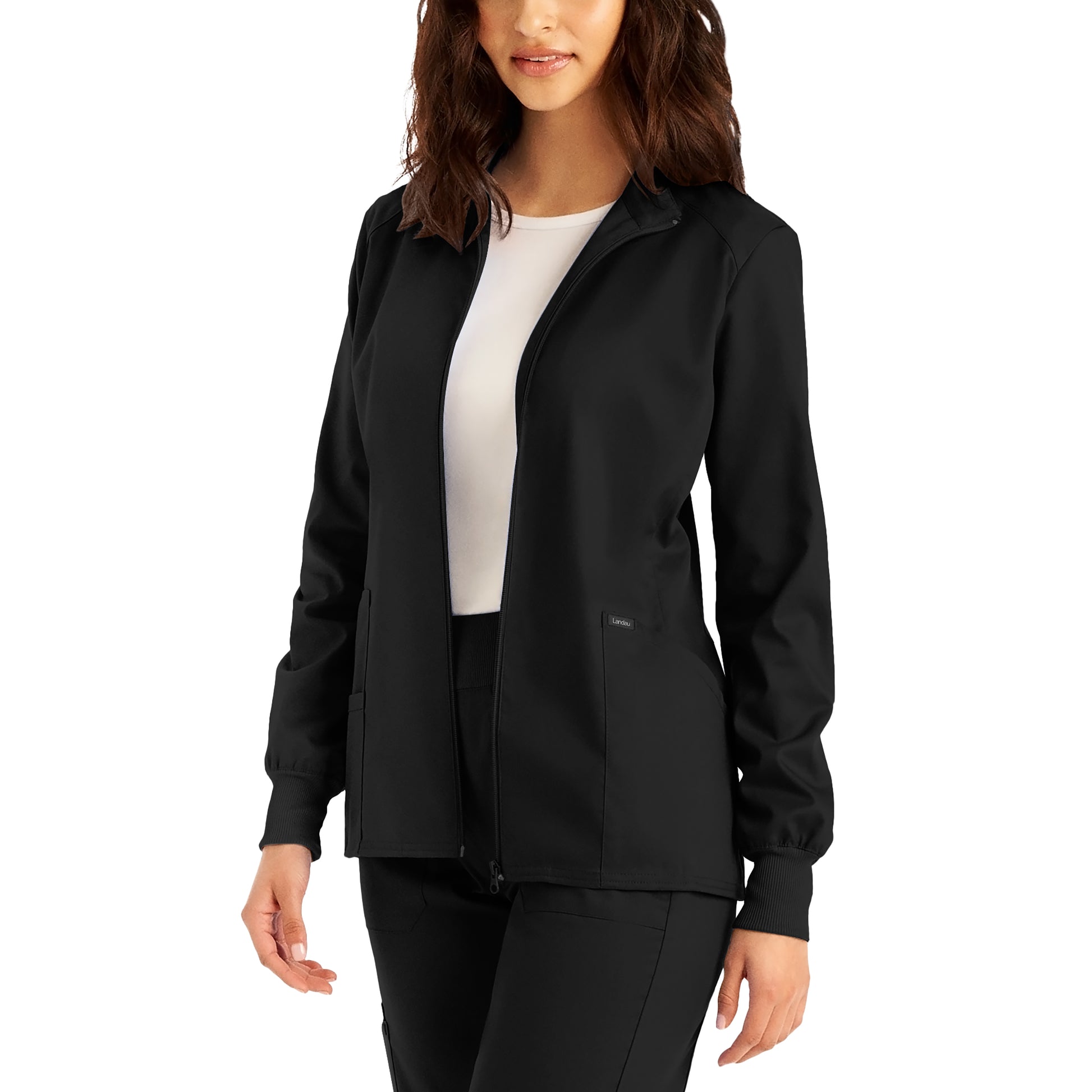 ProFlex LJ701 Women's 3 Pocket Scrub Jacket Black Image