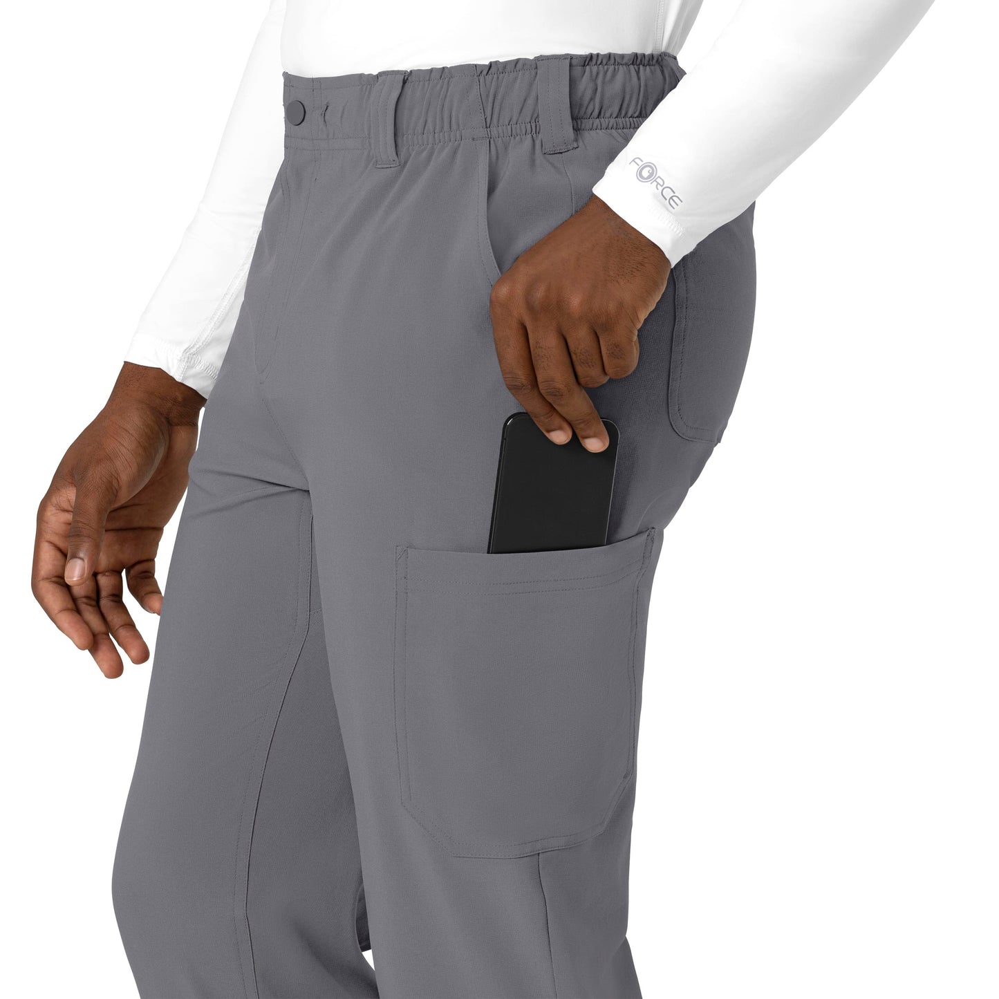 Force Cross-Flex C56410 Men's Straight Leg Scrub Pants Pewter Model Image Alternate | Carhartt