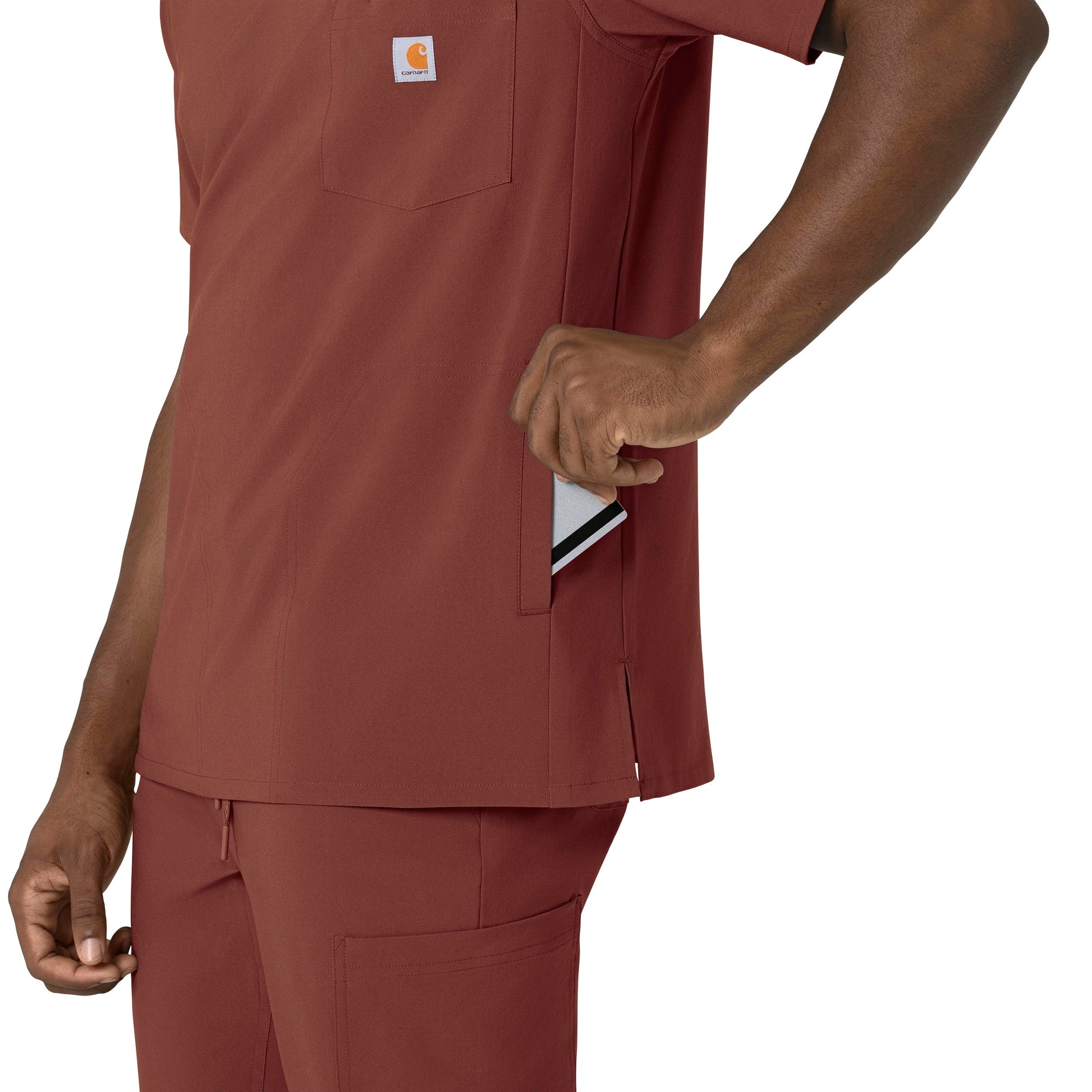 Force Cross-Flex C16410 Men's V-Neck Scrub Top Sable Model Image Alternate | Carhartt