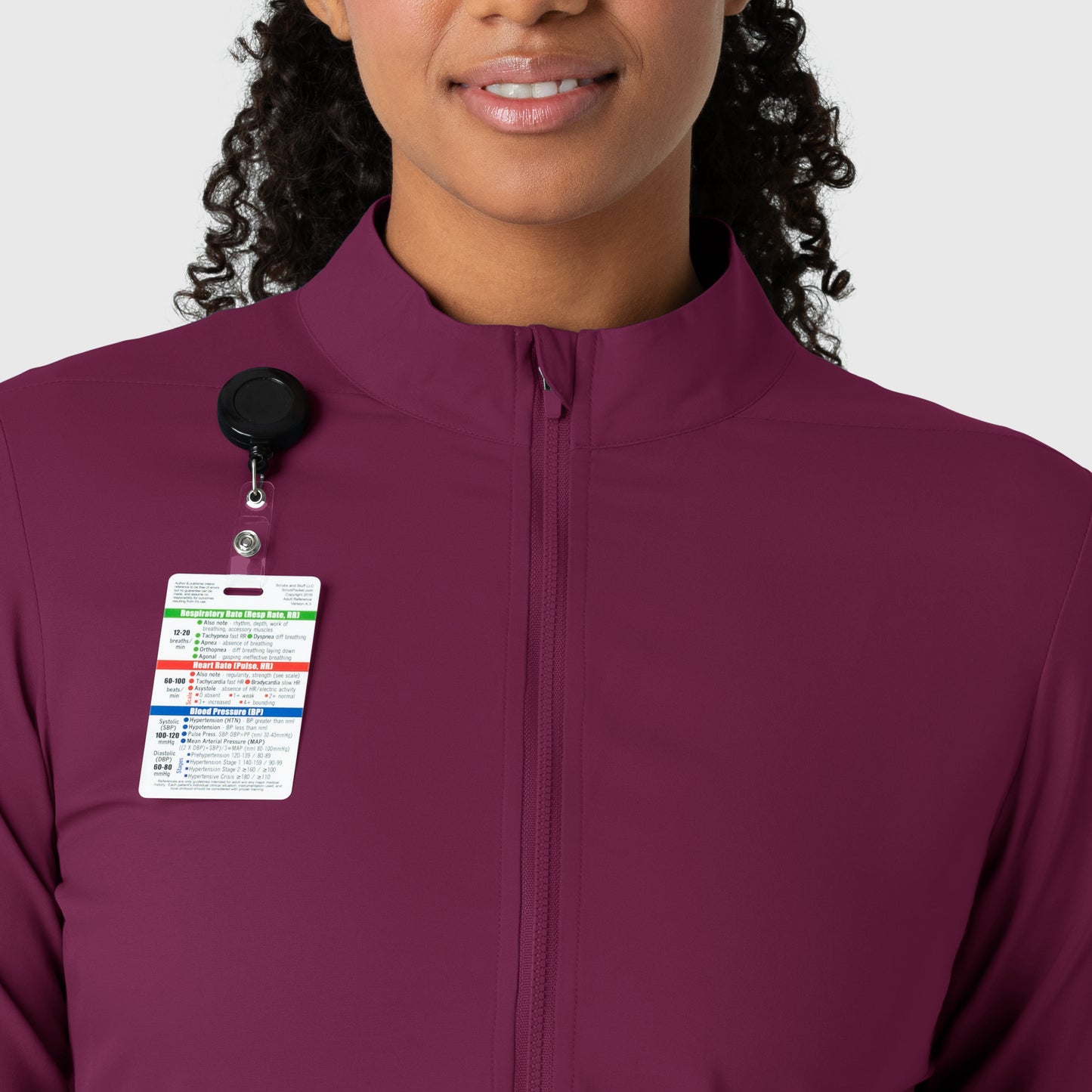 Boundless 8151 Warm Up Scrub Jacket Wine Model Image Left Side | Wink