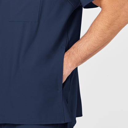 W123 6355 Men's V-Neck Scrub Top Navy Model Image Alternate | Wink