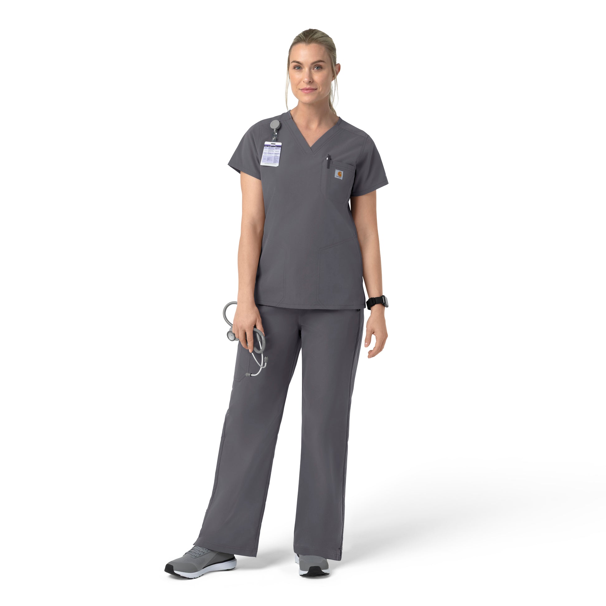 Rugged Flex C12239 Women's V-Neck Scrub Top Pewter