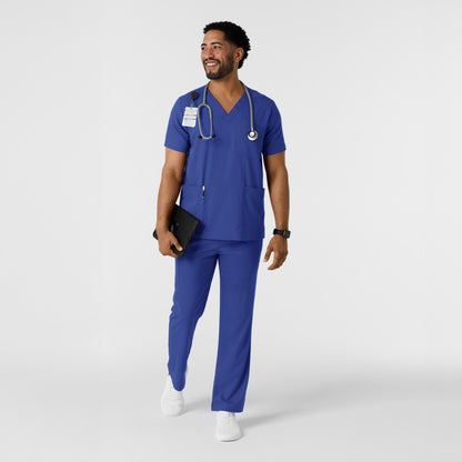 Boundless 6351 Men's Multi Pocket V-Neck Scrub Top Galaxy Blue