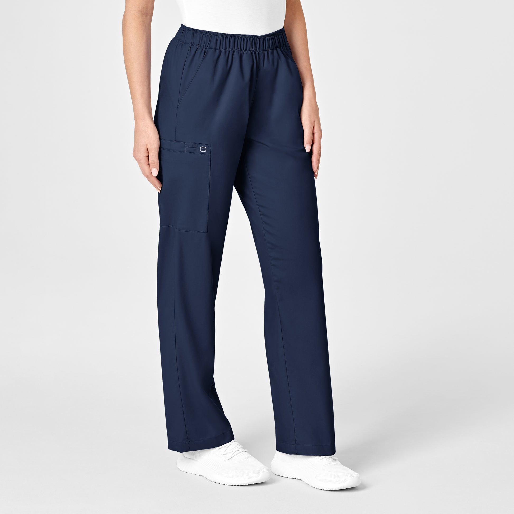 WonderWORK 501 Pull-On Cargo Scrub Pants Navy Model Image Right Side | Wink