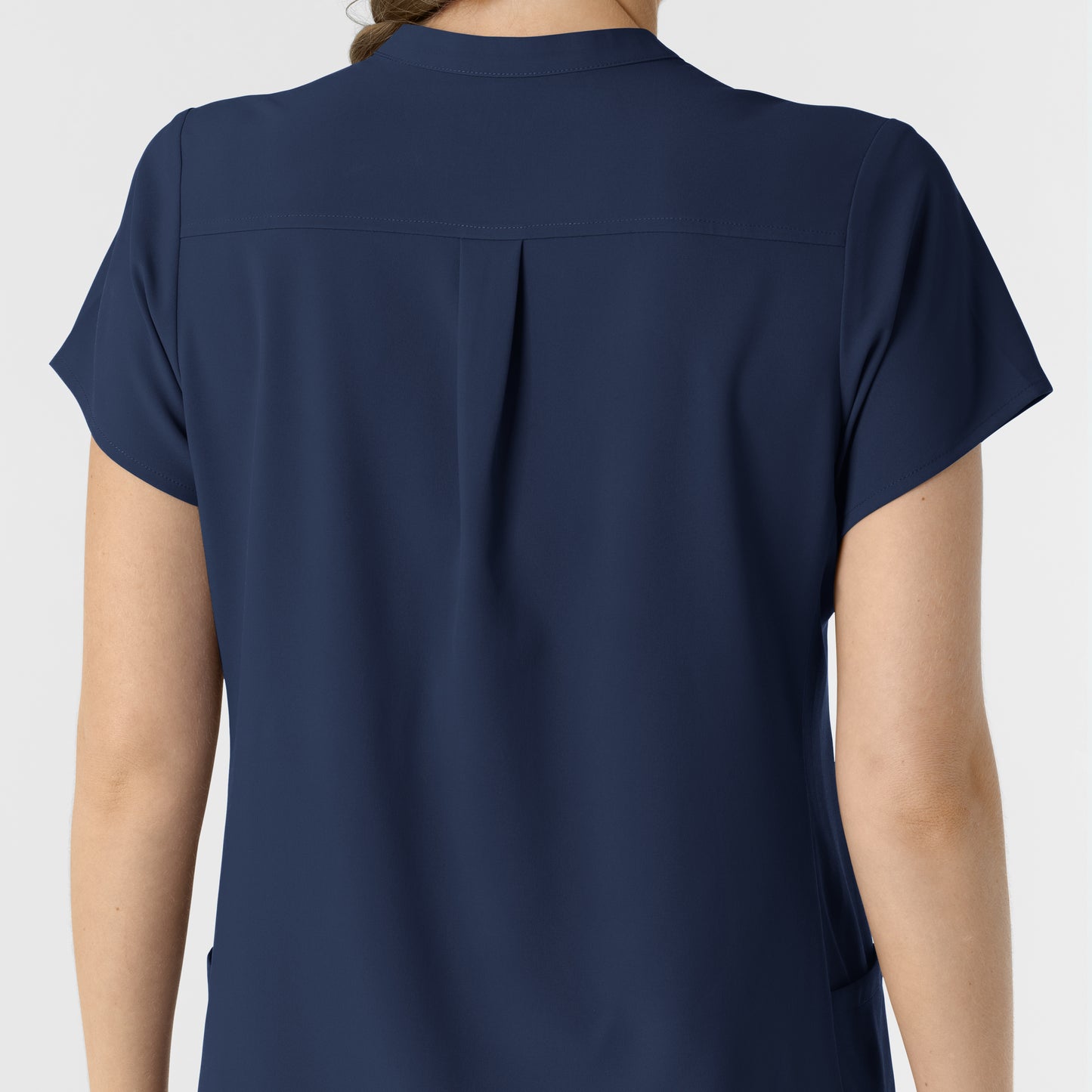 RENEW 6734 Mandarin Collar Scrub Top Navy Model Image Alternate | Wink