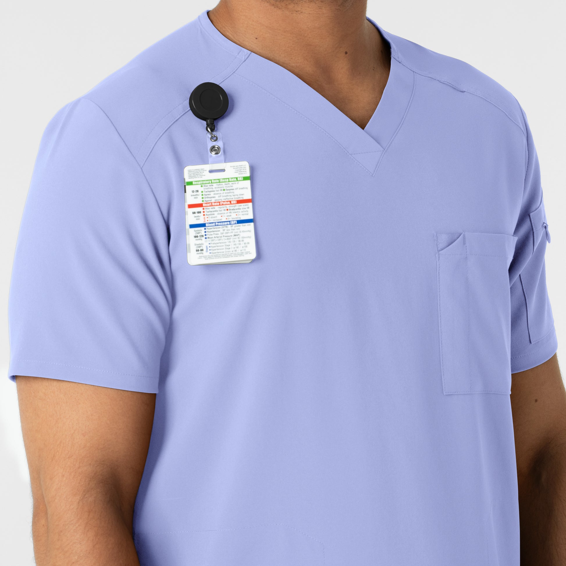 RENEW 6834 Men's V-Neck 5 Pocket Scrub Top Ceil Blue Model Image Alternate | Wink