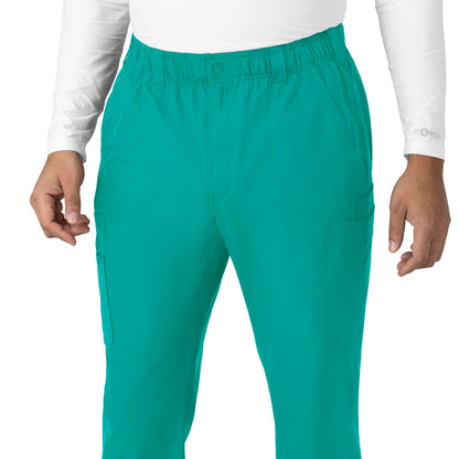 Force Essentials C56113 Men's Straight Leg Cargo Scrub Pants Teal Blue Model Image Alternate | Carhartt