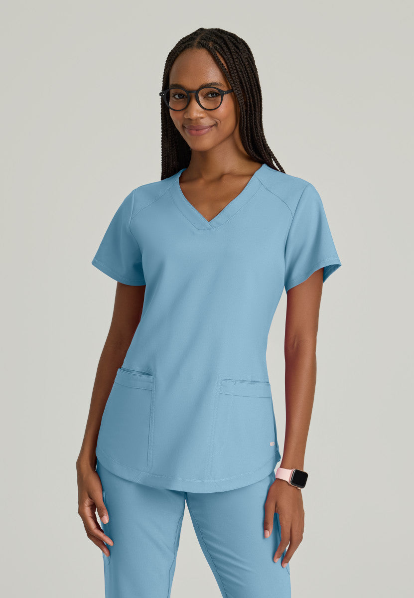 Greys Anatomy Evolve GSST180 Rhythm Scrub Top Ocean Mist