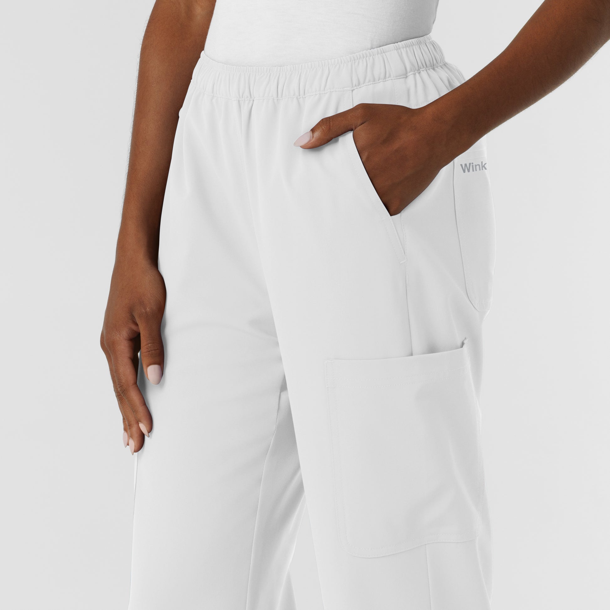 NURTUR 5180 Women's Straight Leg Cargo Scrub Pants White