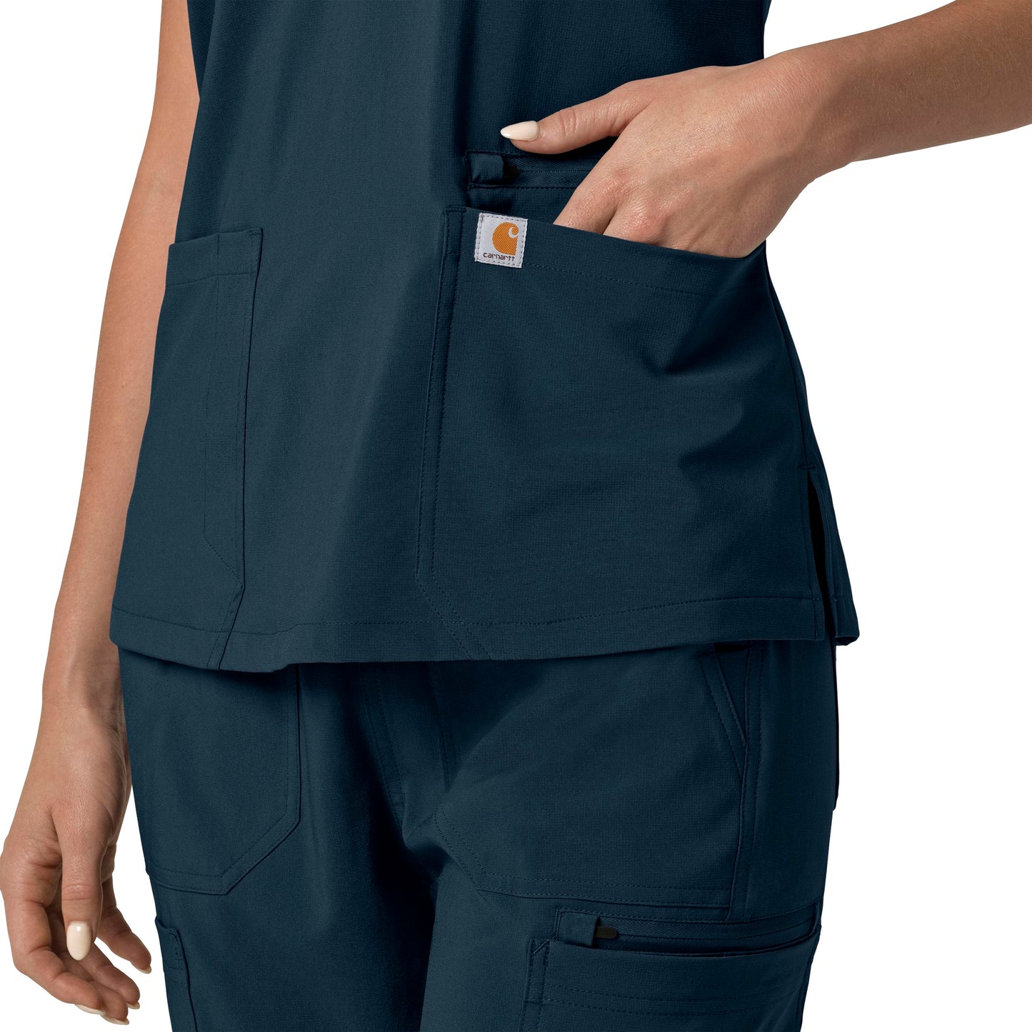 Force Cross-Flex C13210 Flex Panel V-Neck Scrub Top Navy Model Image Alternate | Carhartt