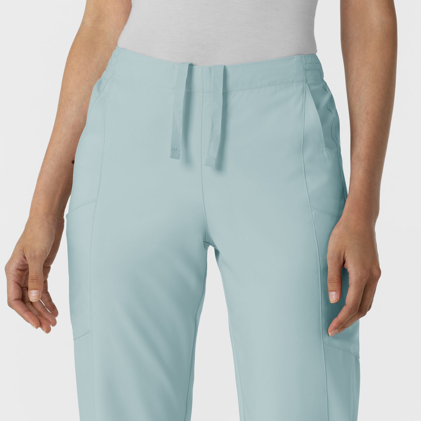 W123 5155 Flat Front Cargo Scrub Pants Sky Blue Model Image Alternate | Wink