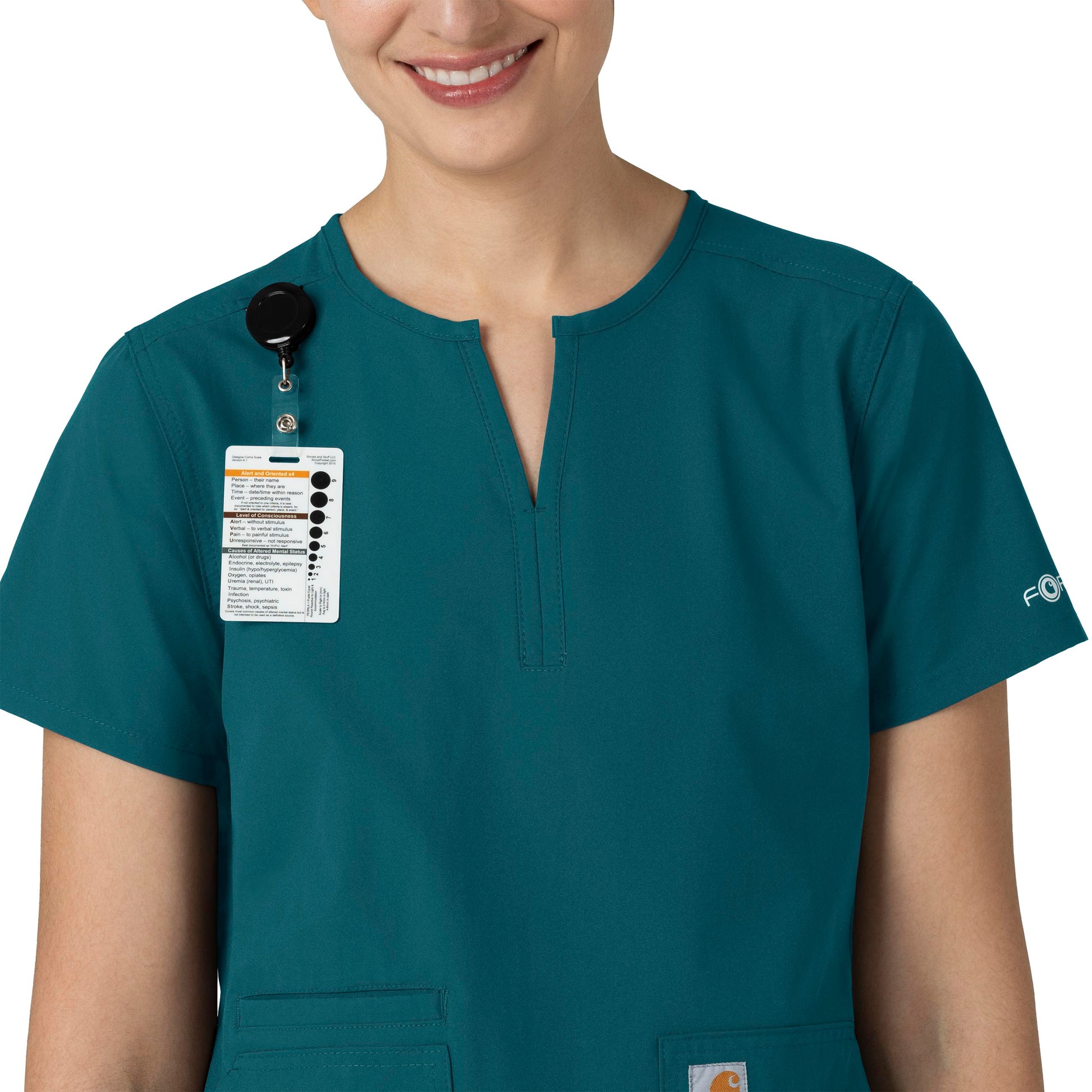 Force Essentials C12213 Notch Neck Tunic Scrub Top Caribbean Blue Model Image Alternate | Carhartt