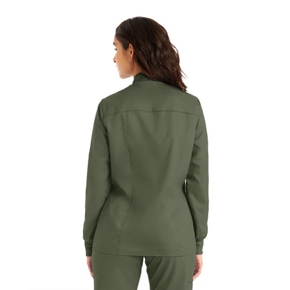 ProFlex LJ701 Women's 3 Pocket Scrub Jacket Olive Moss Image