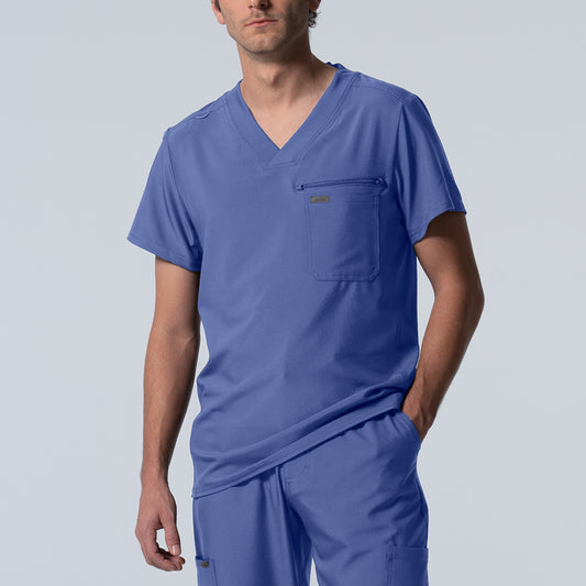 Forward LT111 Men's 2 Pocket V Neck Scrub Top Ceil Blue Image