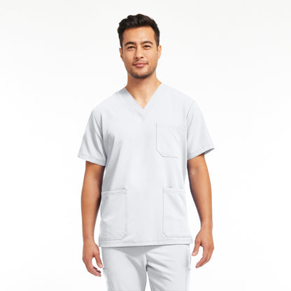 V-Tess WT149 Men's 3 Pocket V Neck Scrub Top White Image