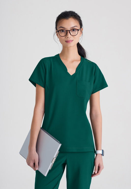 Greys Anatomy Evolve GSST181 Sway Tuck-In Scrub Top Hunter Green