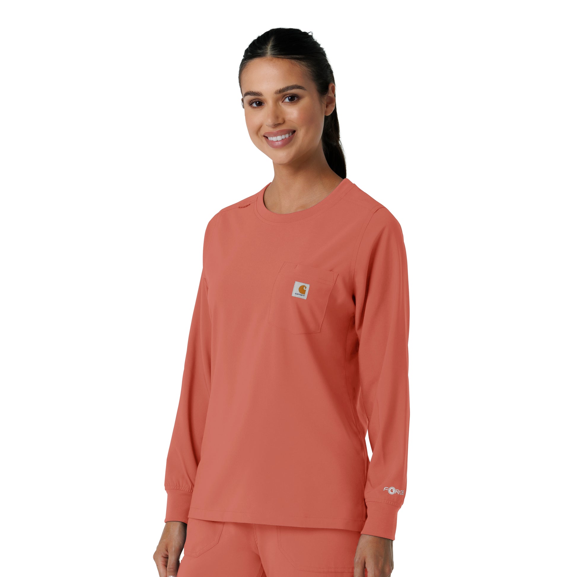 Force Cross-Flex C13610 Women's Crew Neck Long Sleeve Scrub Top Dusty Cedar