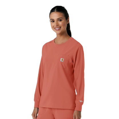 Force Cross-Flex C13610 Women's Crew Neck Long Sleeve Scrub Top Dusty Cedar