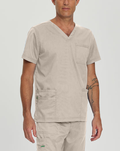 ProFlex 4253 Men's 4 Pocket V Neck Scrub Top Sandstone Image