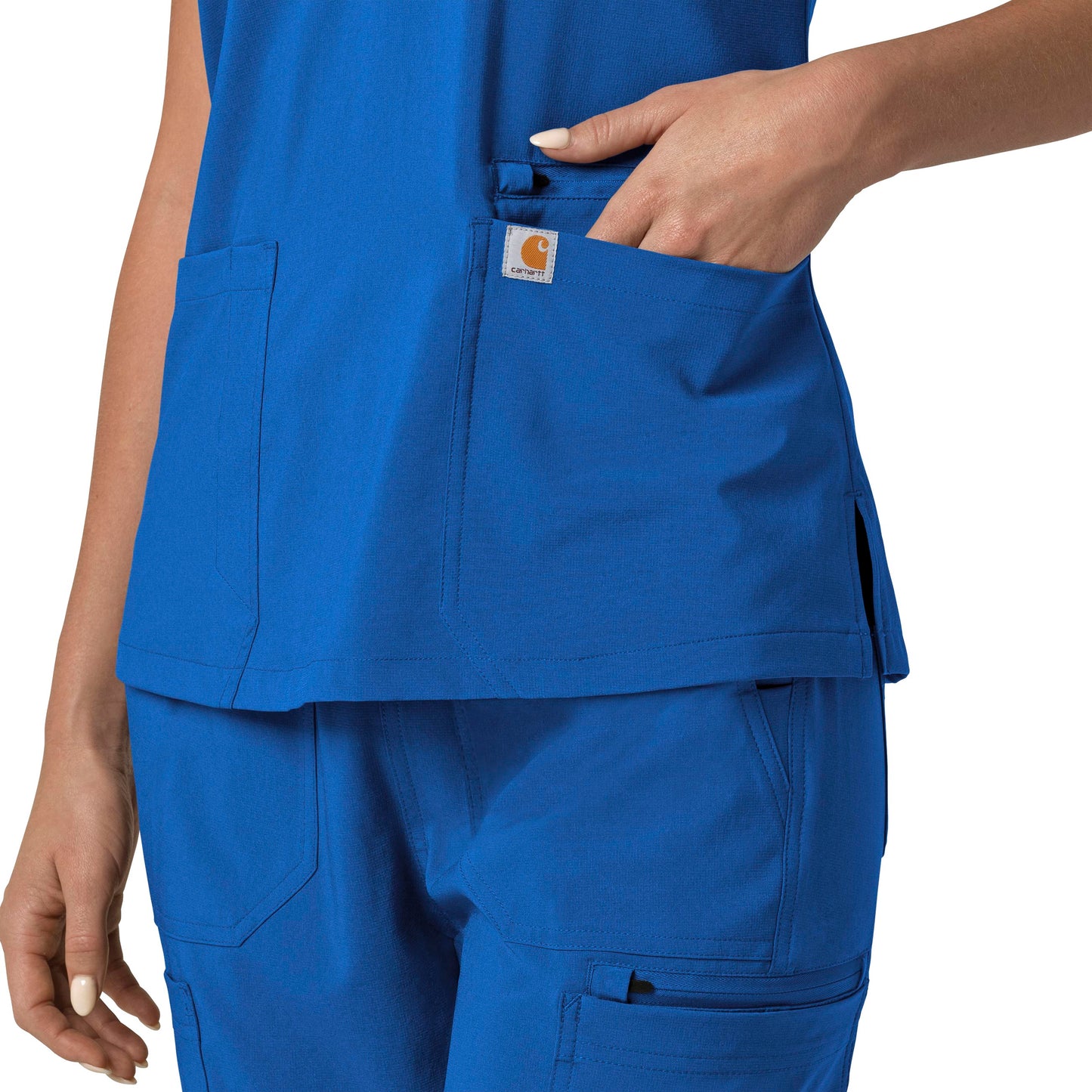 Force Cross-Flex C13210 Flex Panel V-Neck Scrub Top Royal Model Image Alternate | Carhartt