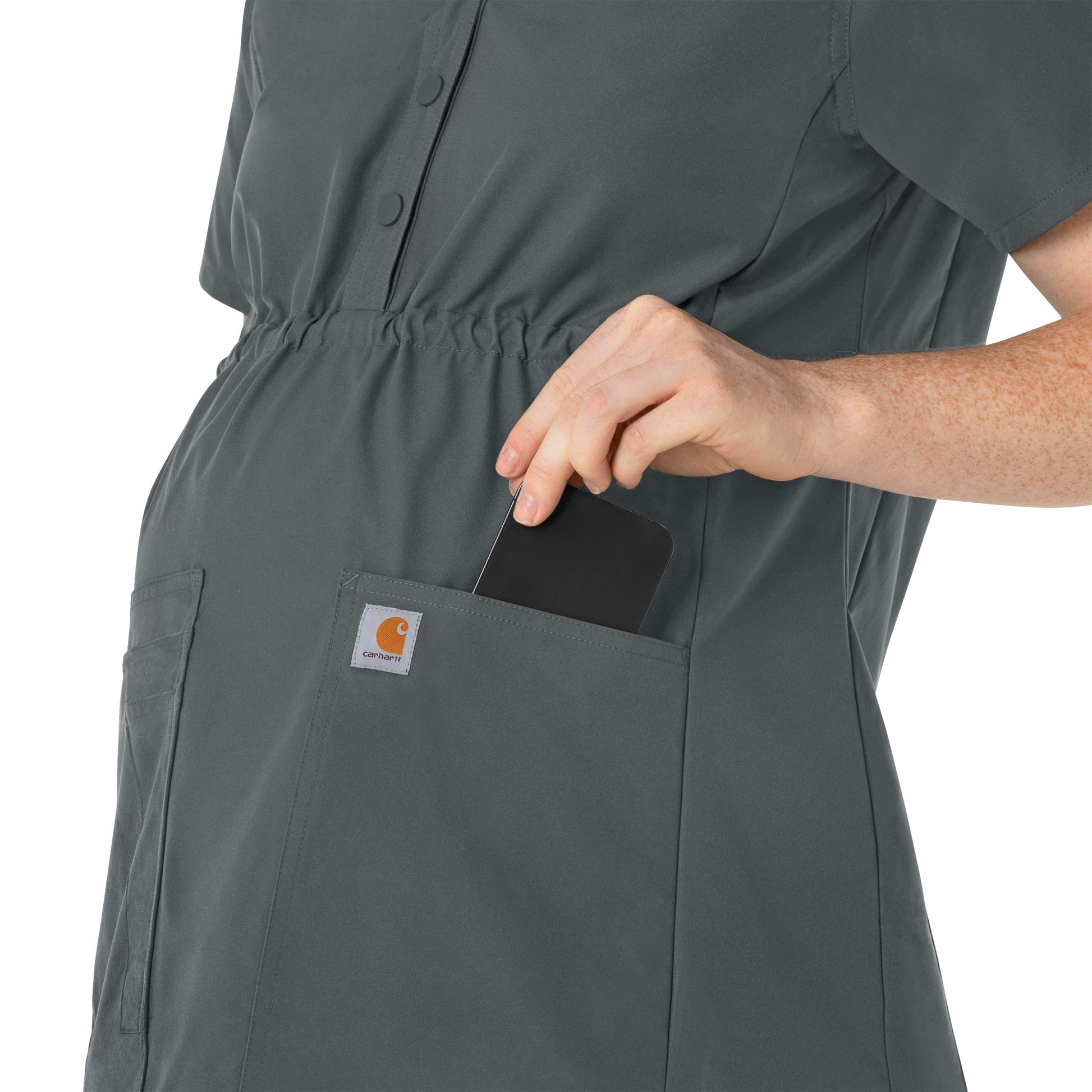 Force Essentials C14113 Henley Maternity Scrub Top Pewter Model Image Alternate | Carhartt