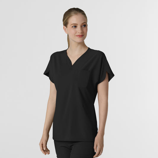 RENEW 6634 Dolman Scrub Top Black Model Image Right Side | Wink