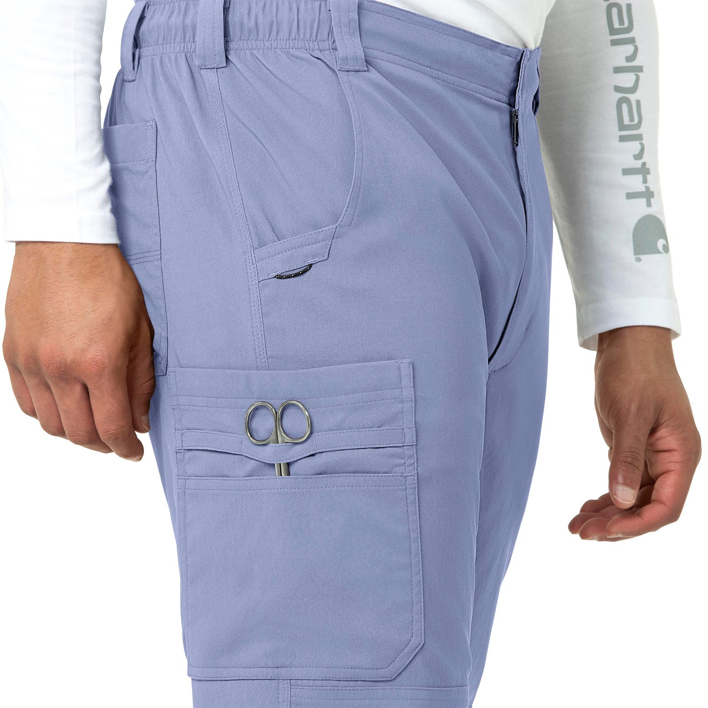 Rugged Flex Peak C55037 Men's Straight Leg Cargo Scrub Pant Ceil Blue Model Image Alternate | Carhartt