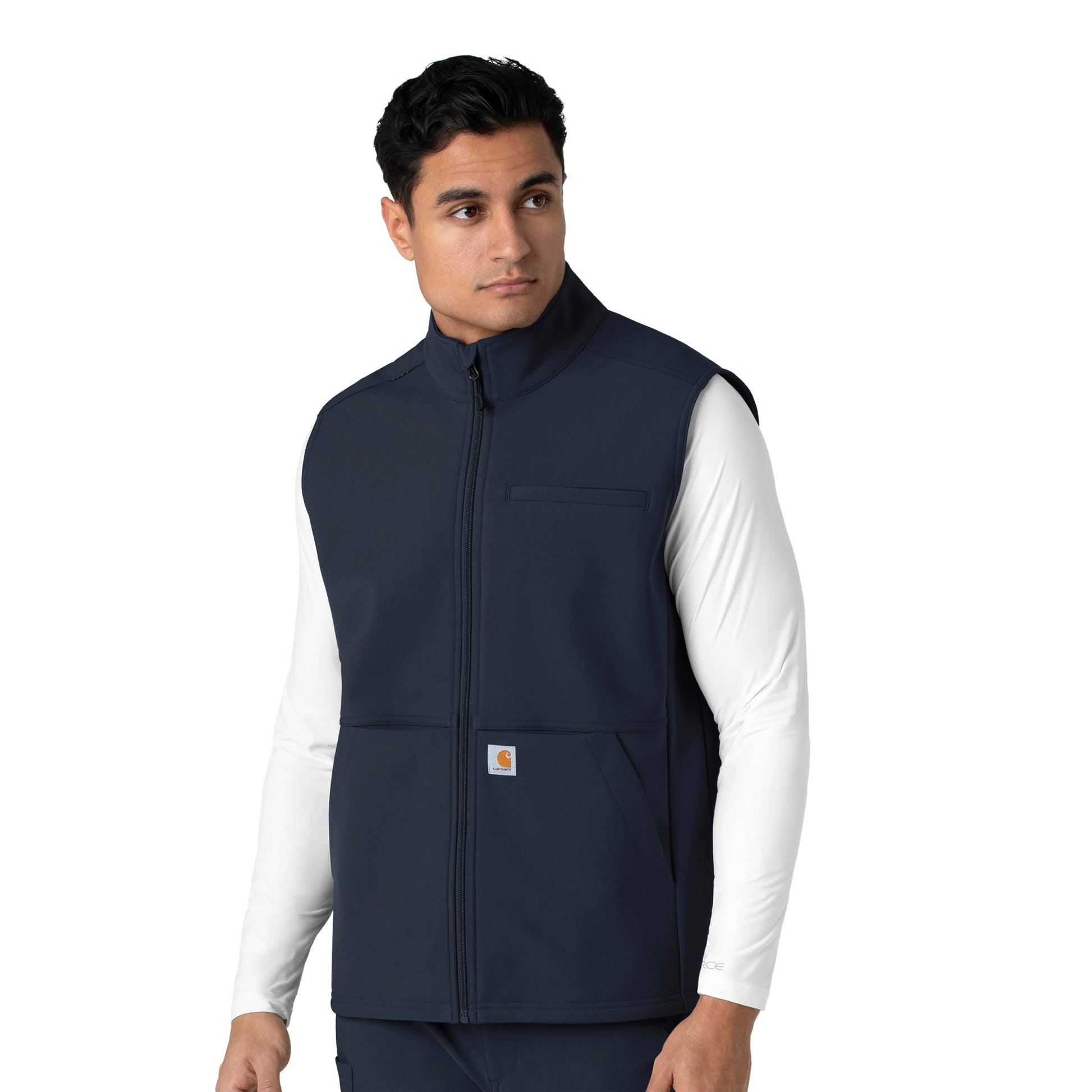 Rugged Flex C82023 Men's Bonded Fleece Vest Navy Model Image Left Side | Carhartt