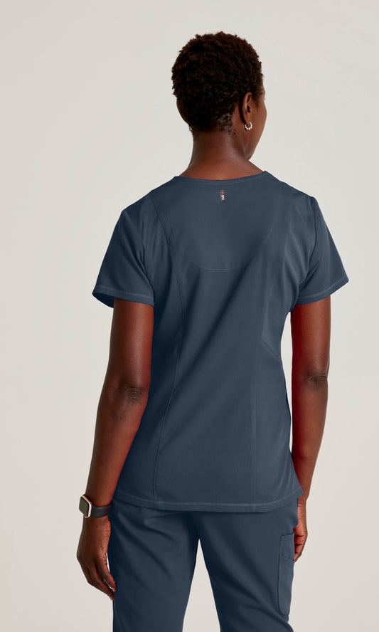 Grey's Anatomy Stretch GRST045 Serena Scrub Top Steel