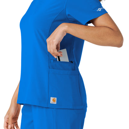 Force Cross-Flex C13310 Knit Panel Scrub Top Royal Model Image Alternate | Carhartt