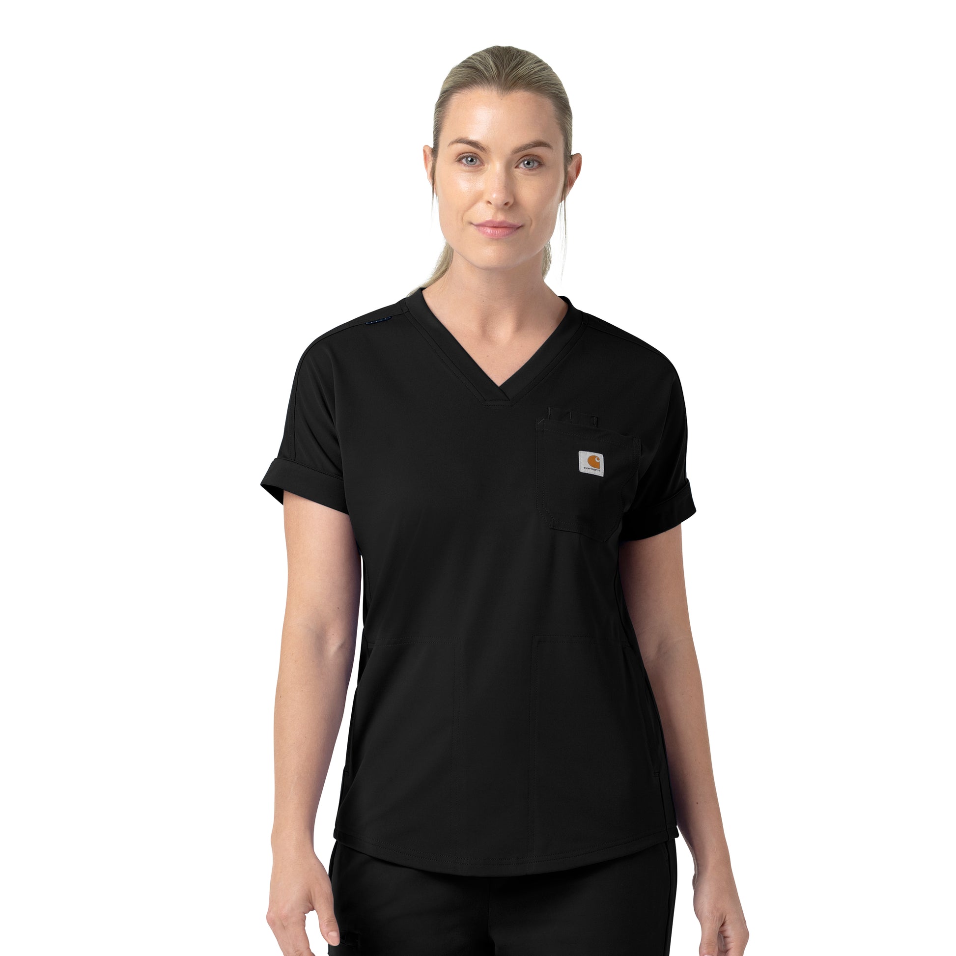 Force Cross-Flex C13190 Knit Women's V-Neck Scrub Top Black