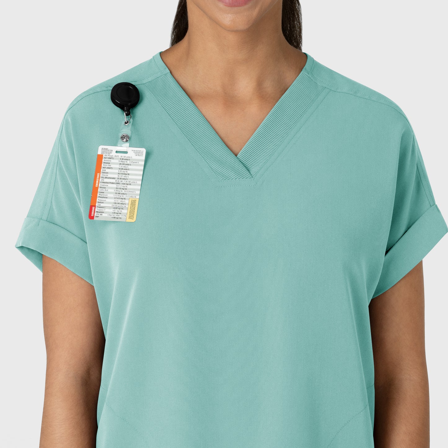 Nova 6232 Drop Shoulder Boxy Scrub Top Turquoise Model Image Right Side | Wink