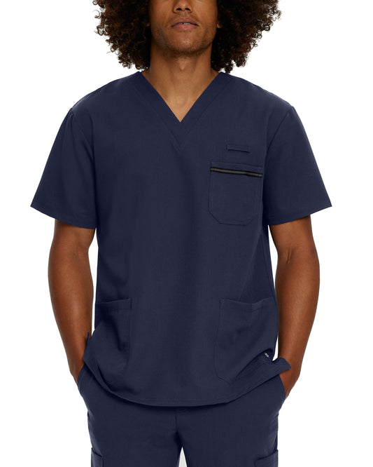 V-Tess 2207 Men's 3 Pocket V Neck Scrub Top Navy Image