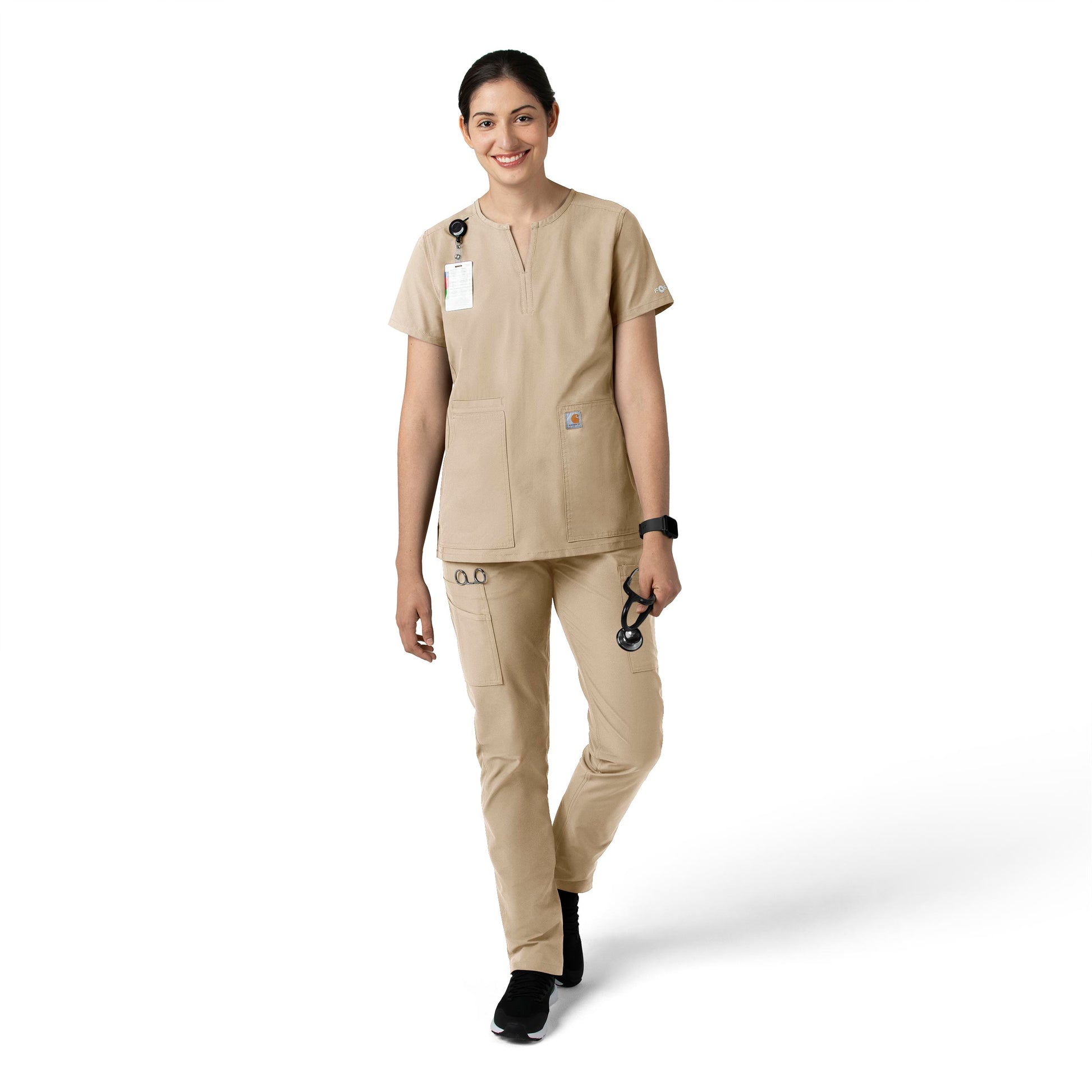 Force Essentials C51213 Straight Leg Scrub Pants Khaki Model Image Alternate | Carhartt