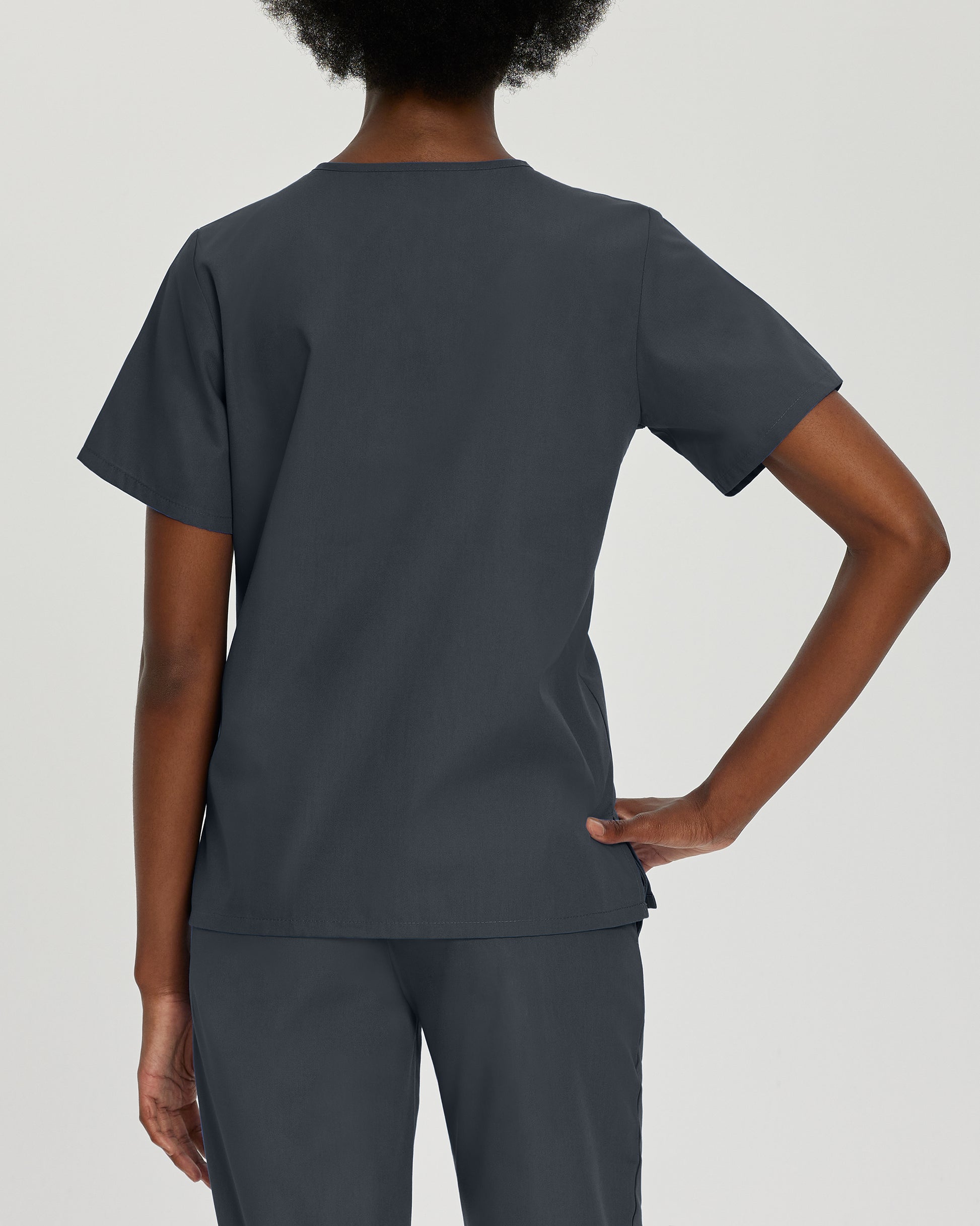 Essentials 8219 Women's 4 Pocket V Neck Scrub Top Graphite Image