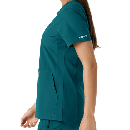 Force Essentials C12413 Notch Neck Tunic Knit Panel Scrub Top Caribbean Model Image Alternate | Carhartt