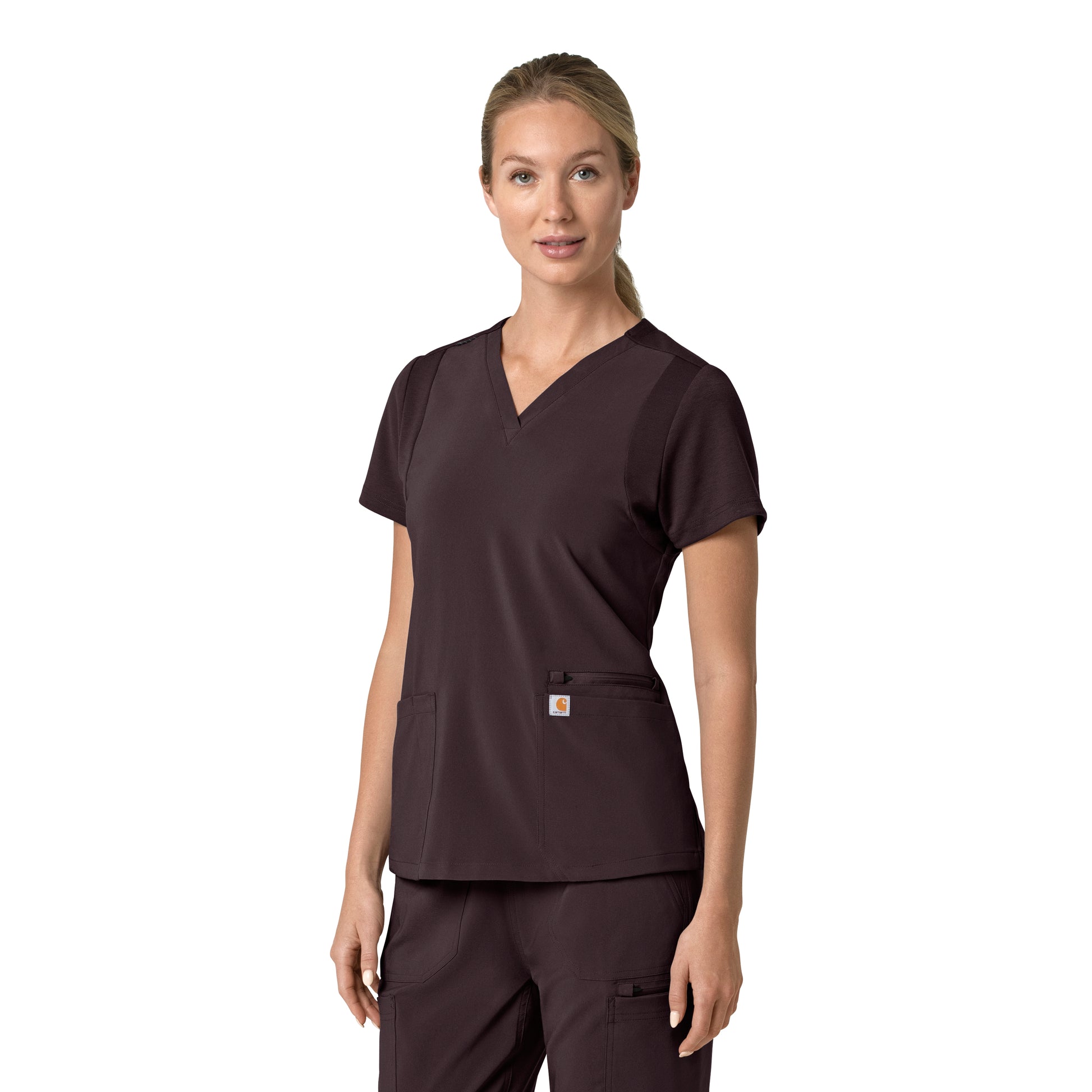 Force Cross-Flex C13210 Women's Flex Panel V-Neck Scrub Top Dark Sepia